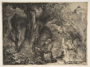 Sankt Frans under et træ, beder, 1657. af Rembrandt van Rijn