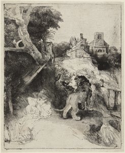Sankt Hieronymus i et italiensk landskab af Rembrandt van Rijn