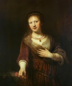 Saskia med den røde blomst af Rembrandt van Rijn