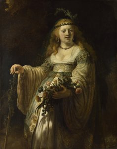 Saskia van Uylenburgh i arkadisk kostume, 1635 af Rembrandt van Rijn
