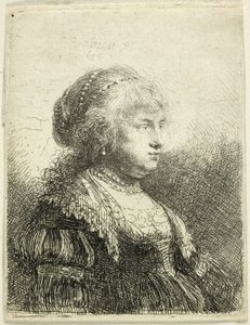 Saskia med perler i håret af Rembrandt van Rijn