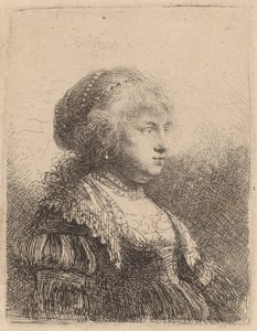 Saskia med perler i håret, 1634 af Rembrandt van Rijn