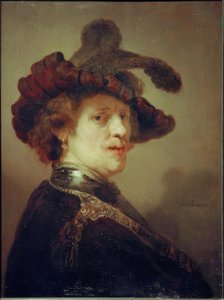 Selvportræt med fjerhat af Rembrandt van Rijn