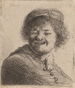 Selvportræt i en kasket: Laughing, 1630. af Rembrandt van Rijn