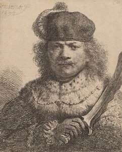 Selvportræt med hævet sabel, 1634. af Rembrandt van Rijn