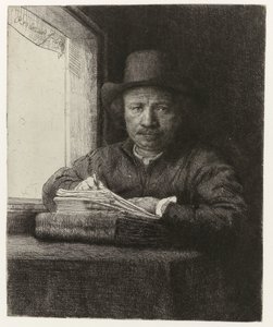 Selvportræt, Ætsning ved et vindue Selvportrætætsning ved et vindue af Rembrandt van Rijn
