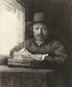 Selvportrætætsning ved et vindue, 1648 af Rembrandt van Rijn