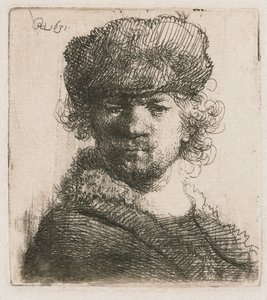 Selvportræt i en Heavy Fur Cap Selvportræt i kraftig pelshue: buste af Rembrandt van Rijn