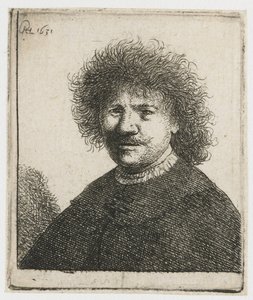 Selvportræt i kappe med faldende krave: buste af Rembrandt van Rijn