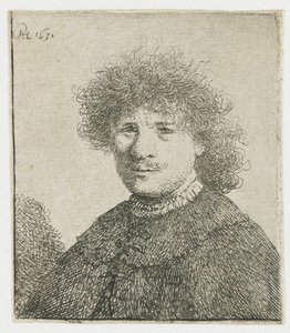 Selvportræt i kappe med faldende krave: buste af Rembrandt van Rijn