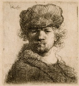Selvportræt i en kraftig pelshue: buste, 1631. af Rembrandt van Rijn