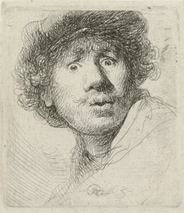 Selvportræt med baret og storøjede, 1630 af Rembrandt van Rijn