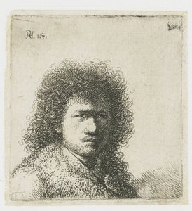 Selvportræt med busket hår: buste af Rembrandt van Rijn