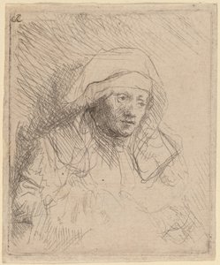 Syg kvinde med en stor hvid hovedbeklædning (Saskia) af Rembrandt van Rijn