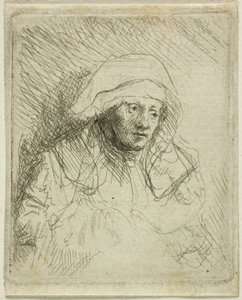 Syg kvinde med en stor hvid hovedbeklædning (Saskia) af Rembrandt van Rijn
