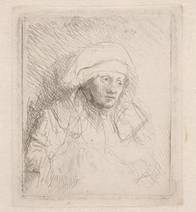 Syg kvinde med en stor hvid hovedbeklædning (Saskia) af Rembrandt van Rijn