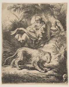 St. Jerome Reading, 1634. af Rembrandt van Rijn