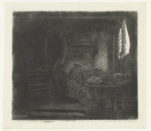 Sankt Jerome i et mørkt kammer af Rembrandt van Rijn