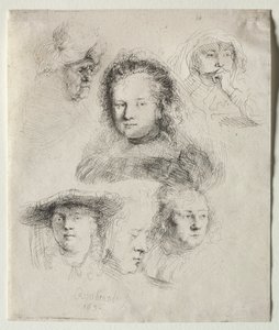 Studier af lederen af Saskia og andre af Rembrandt van Rijn