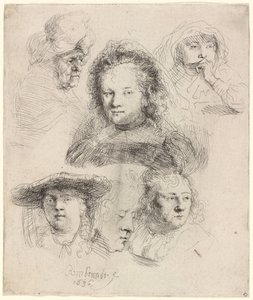 Studier af Saskias hoved og andre motiver af Rembrandt van Rijn