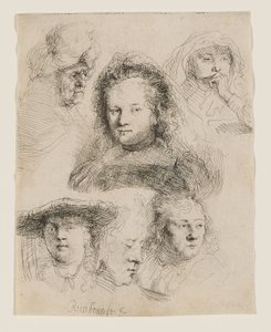 Studier af Saskias hoved og andre motiver af Rembrandt van Rijn