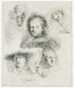 Studier af lederen af Saskia og andre af Rembrandt van Rijn
