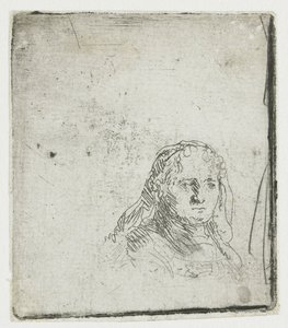 Studie af en kvindes hoved af Rembrandt van Rijn
