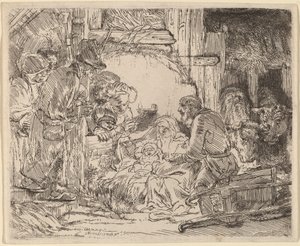 Hyrdernes tilbedelse: med lampen af Rembrandt van Rijn