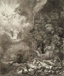 Englen, der viste sig for hyrderne af Rembrandt van Rijn