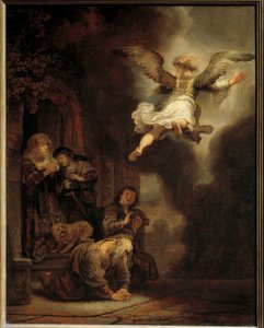 Ærkeenglen Gabriel forlader familien til Tobias. 1637 af Rembrandt van Rijn