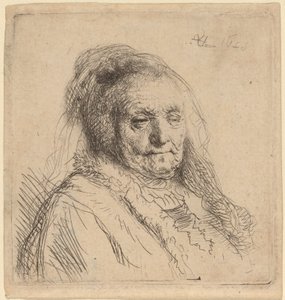 Kunstnerens Moder, Hoved og Buste af Rembrandt van Rijn