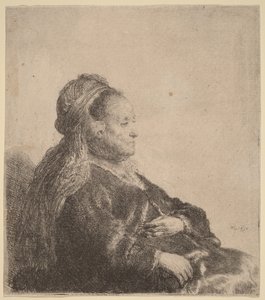 »Kunstnerens mor siddende, med orientalsk hovedbeklædning« af Rembrandt van Rijn
