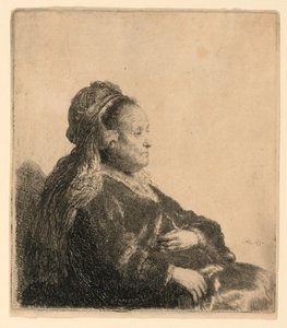 Kunstnerens Moder Siddende, i en Orientalsk Hovedbeklædning: Halv Længde af Rembrandt van Rijn