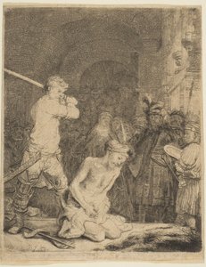 Halshugningen af Johannes Døberen. af Rembrandt van Rijn