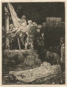 Nedstigningen fra korset med fakkellys af Rembrandt van Rijn