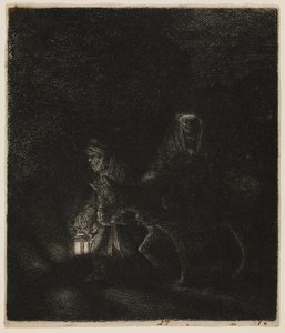 Flugten til Egypten (et natstykke) af Rembrandt van Rijn