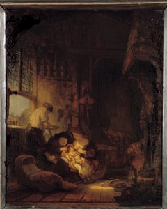 Den hellige familie-maleri af Harmenszoon van Rijn dit Rembrandt (1606-1669) af Rembrandt van Rijn