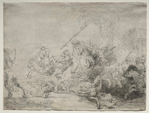 Den store løvejagt, 1641. af Rembrandt van Rijn
