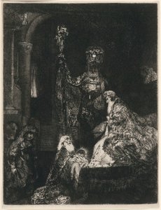 Præsentationen i templet på den mørke måde af Rembrandt van Rijn