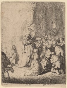Præsentationen i templet med englen: Lille tallerken af Rembrandt van Rijn