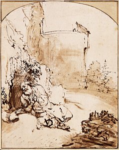Profeten Jonas foran Nineves mure, ca 1651 af Rembrandt van Rijn