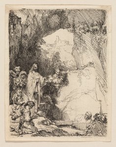 The Raising of Lazarus: Lille tallerken af Rembrandt van Rijn