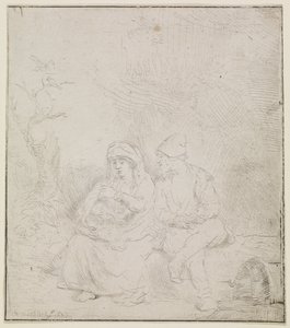 Hvilen under flyveturen (let ætset) af Rembrandt van Rijn