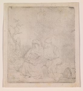 Hvilen under flyveturen (let ætset) af Rembrandt van Rijn