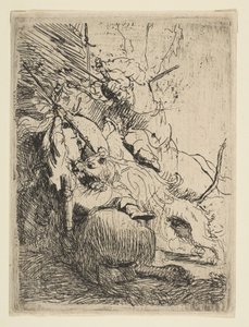 Den lille løvejagt med en løve, ca. 1629. af Rembrandt van Rijn