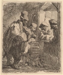 De spadserende musikere af Rembrandt van Rijn