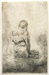 Jomfruen med barnet i skyerne af Rembrandt van Rijn