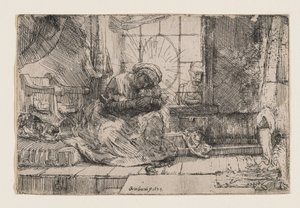 Jomfruen med barnet, katten og slangen af Rembrandt van Rijn