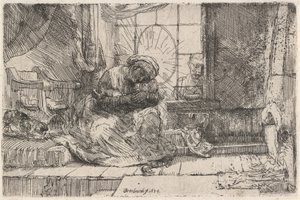 Jomfruen og barnet med katten og slangen, 1654. af Rembrandt van Rijn