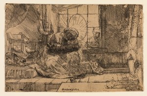 Jomfruen og barnet med katten og slangen af Rembrandt van Rijn